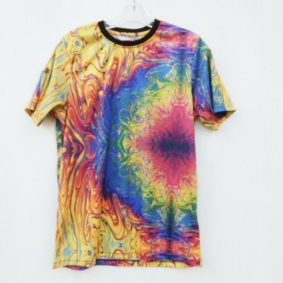 Rainbow Paint Tie Dye Short Sleeve Men's T Shirt Size Small - Picture 1 of 4